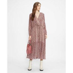 Ted Baker Vallyy Draped Midi Dress with Batwing Sleeve in Deep Purple NWT Size 8